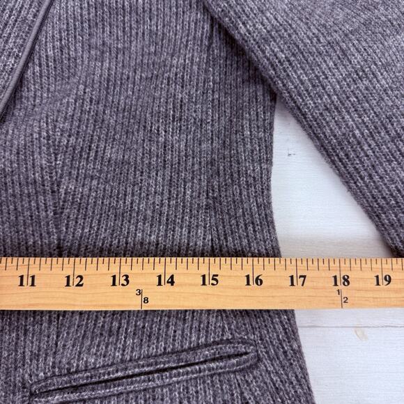 Ann Taylor Hutton Blazer Size 4 Gray Brushed Wool Ribbed Knit Classic Chic - Picture 14 of 16